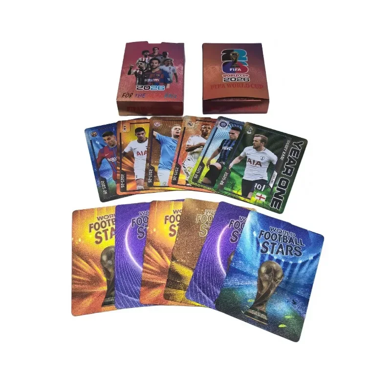 55 Stück/Box 2026 FIFA Weltmeisterschaft Star-Karten-Sammelset Gold/Silber/Schwarz/Farbhintergrund Gedenk-Sammlung – Detail 4