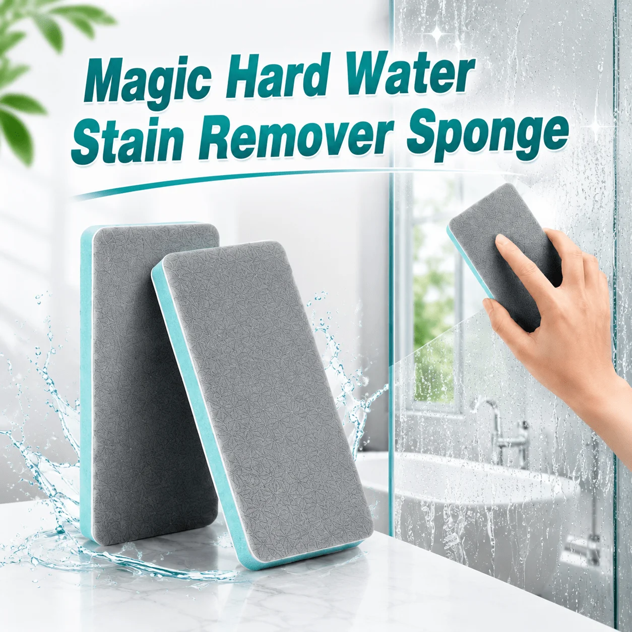 4-Piece Magic Hard Water Stain Cleaning Sponge, Reusable 1.6 * 3.5 Inch Descaling Erase Block, Suitable for Shower Doors.