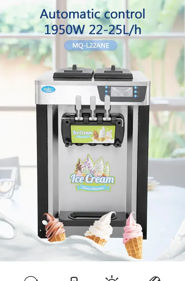 Small Ice Cream Machine 22L/H Three Flavor Soft Serve Ice Cream Maker Machine Commercial Automatic Gelato Ice Cream Machine