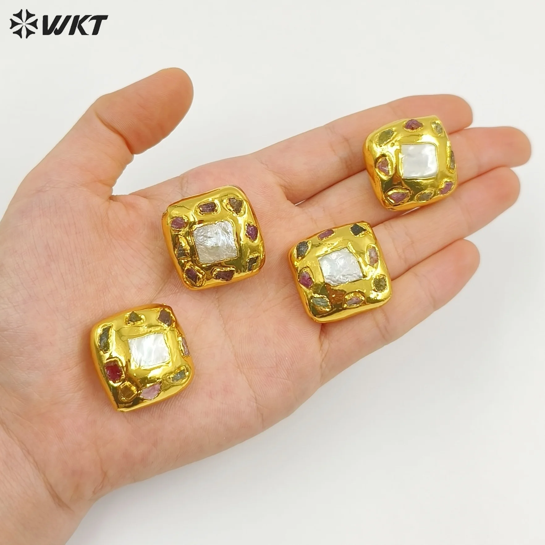 

JFB015 WKT Wholesale Simple Elegant Freshwater Pearl Tourmaline Jewelry Findings Handmake DIY Dressing ACC