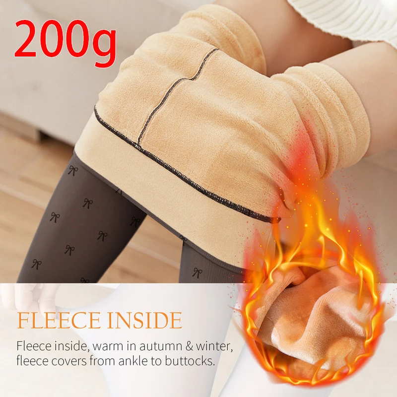 Damen Fleece Winter Sexy Bedruckte Strümpfe Warme Leggings Mode Hochelastische Thermo-Strumpfhose Hauteffekt Dicke Samt-Strumpfhose – Detail 17