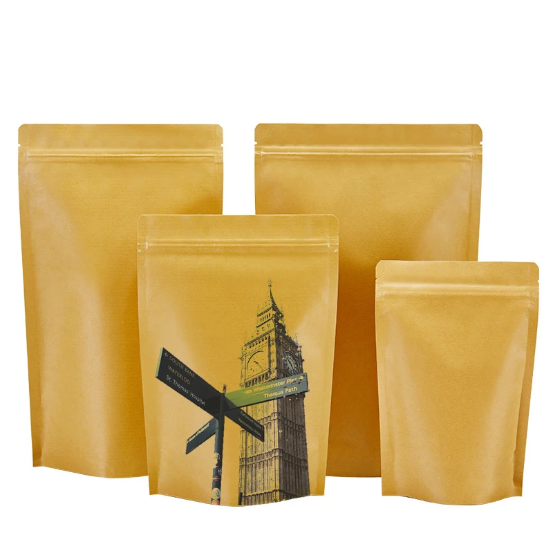 Kraft Paper Bag, Gift Foil Tea Sealed Packaging, Self-Sealing Mouth