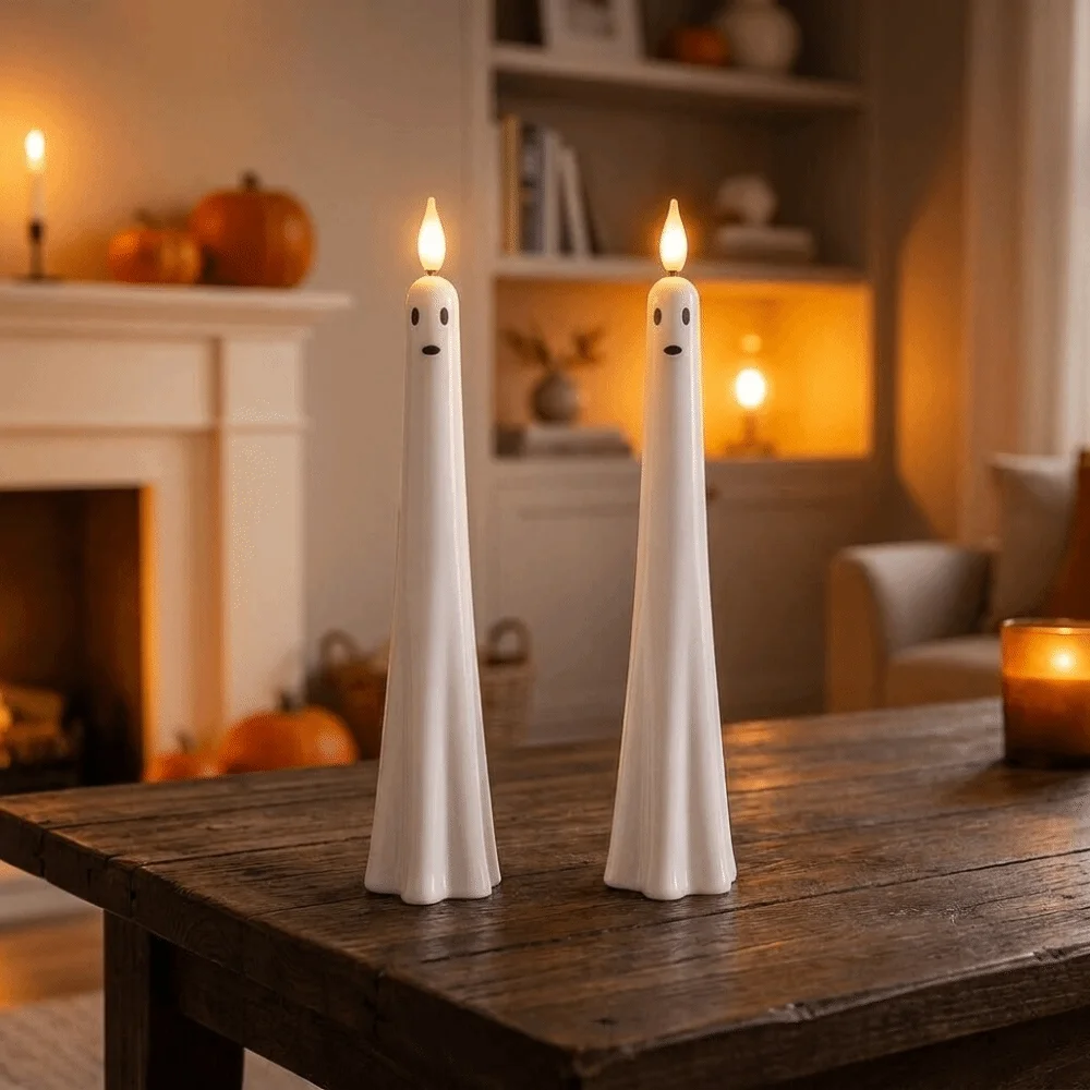 Realistic Flickering Halloween Electronic Candles Soft Light Spooky LED Flameless Candles Battery Operated