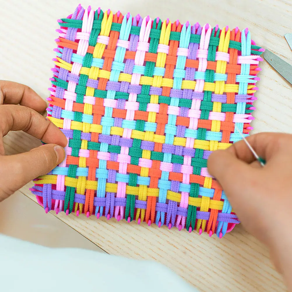 96Pcs Weaving Loom Elastic Refill Loops Multicolor Bands DIY Craft Supplies Potholder Loom Loop Kit Weaving Loops