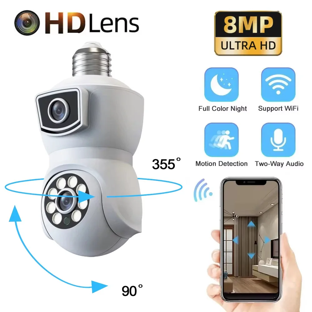 5MP PTZ Security Camera WIFI Wireless AI Auto Tracking Protection HD Lens Dual LED Lighting Smart Home Surveillance WIFI Camera