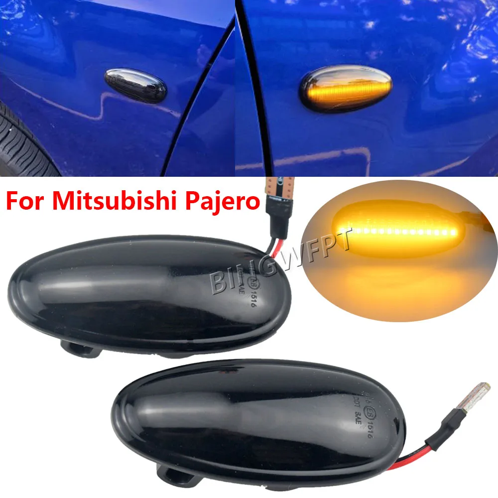 2x LED Dynamic Side Marker Lights Turn Signal Lamps For Mitsubishi Lancer 8 Montero 3 Pajero 3 Outlander 1 Delica 4 i Miev Space