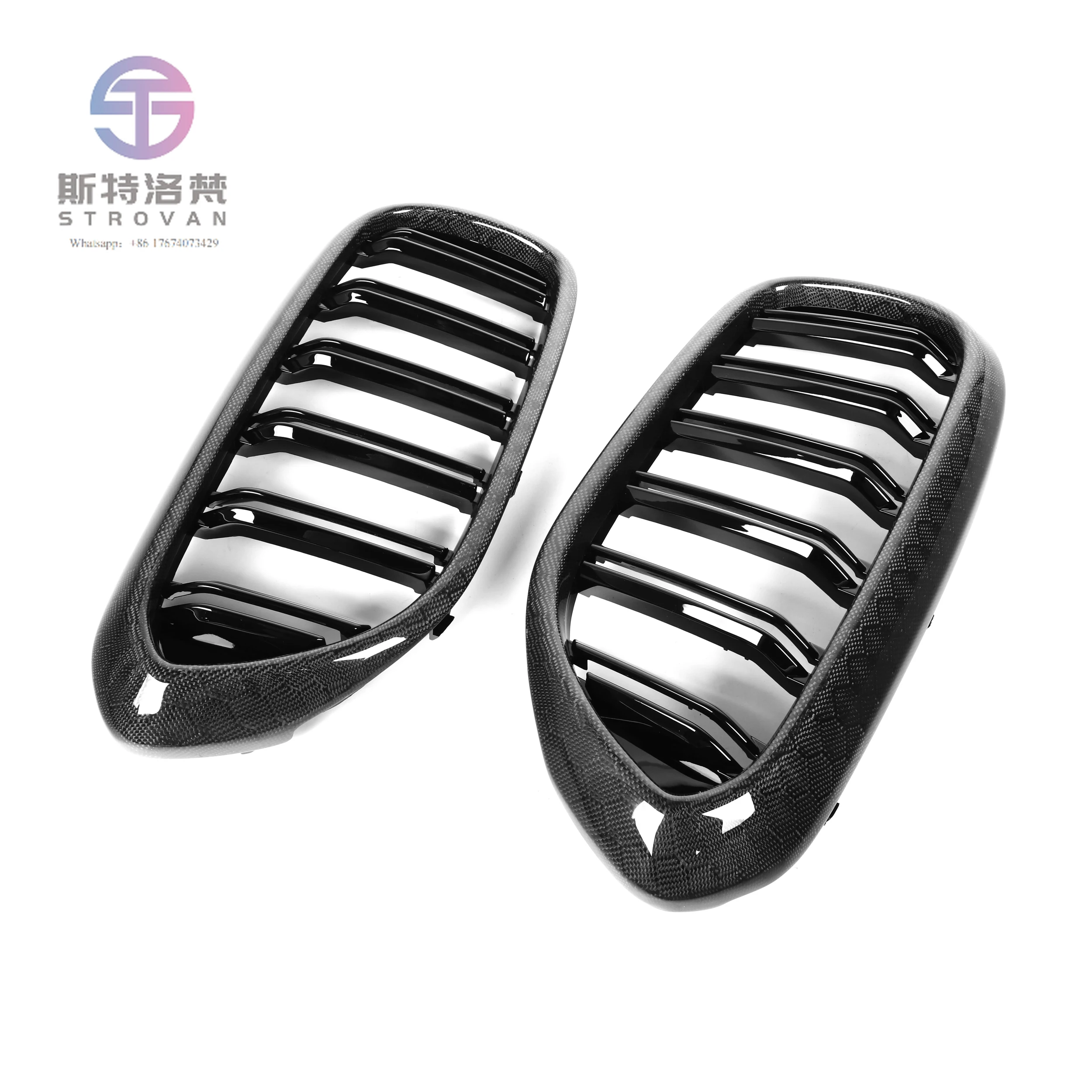 

Front Bumper Grill Kidney Grille for 5 Series G30 G38 M5 F90 2017-2020 Replacement Dual Slats ABS+ Honeycomb Carbon Fiber