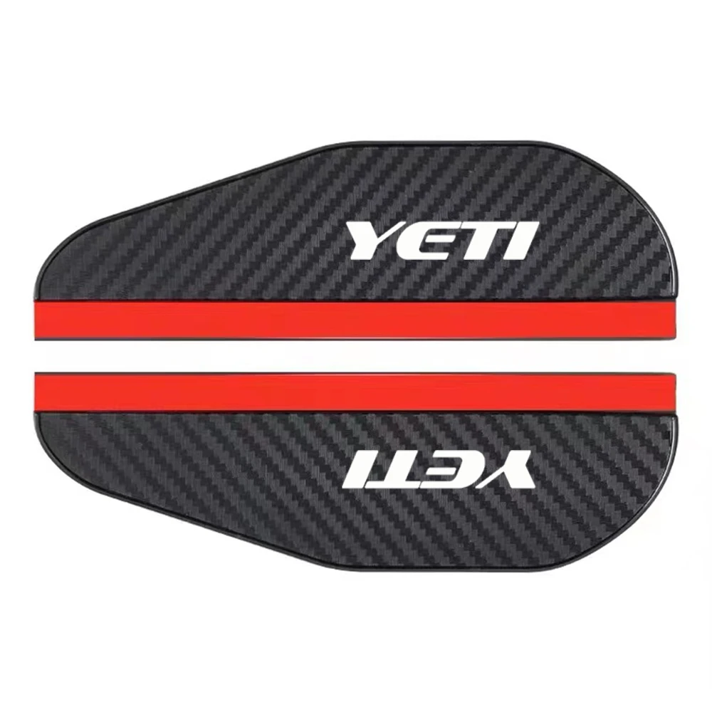 2Pcs Carbon Fiber Car Rearview Mirror Eyebrow Rain Cover For Skoda YETI Logo Auto Accessories