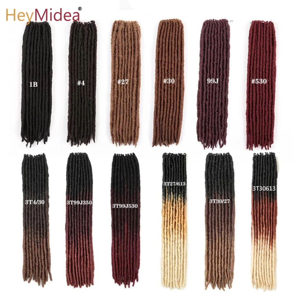 Synthetic Faux Locs Straight Gypsy Locs Kanekalon Fiber Dreadlocks Crochet Hair Pre-Looped Goddess Ombre Braid Extensions 18inch