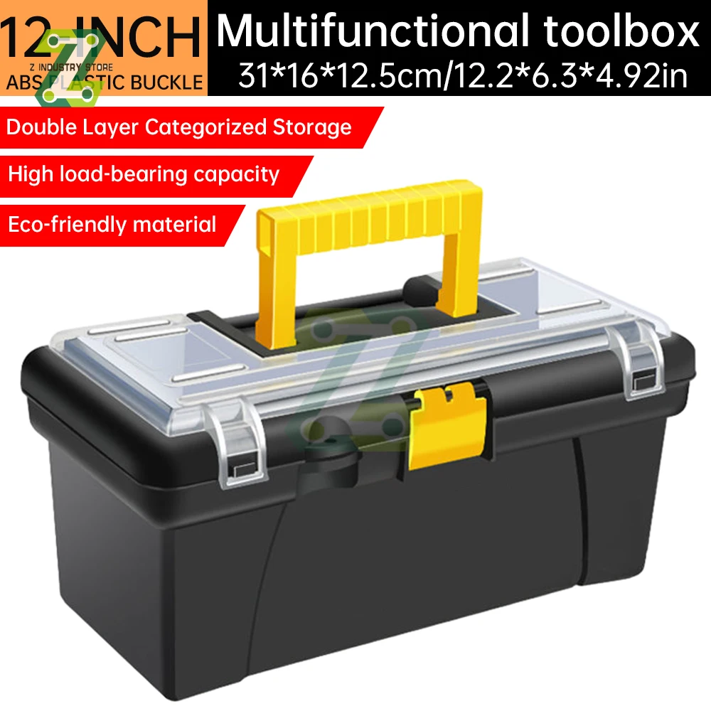 12 Inch 31*16*12.5cm Plastic Toolbox Strong Load-bearing Capacity Carpentry Electrician Tool Storage Box