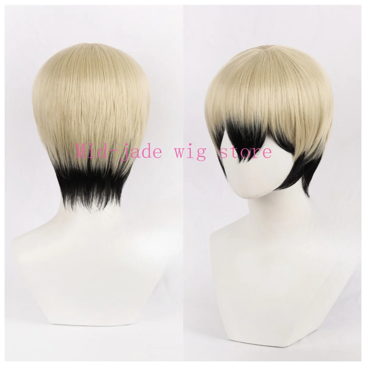 Anime Naoya Zenin Cosplay Wig Black Gold Gradient Synthetic Hair Realistic Scalp for Convention Performance Costume