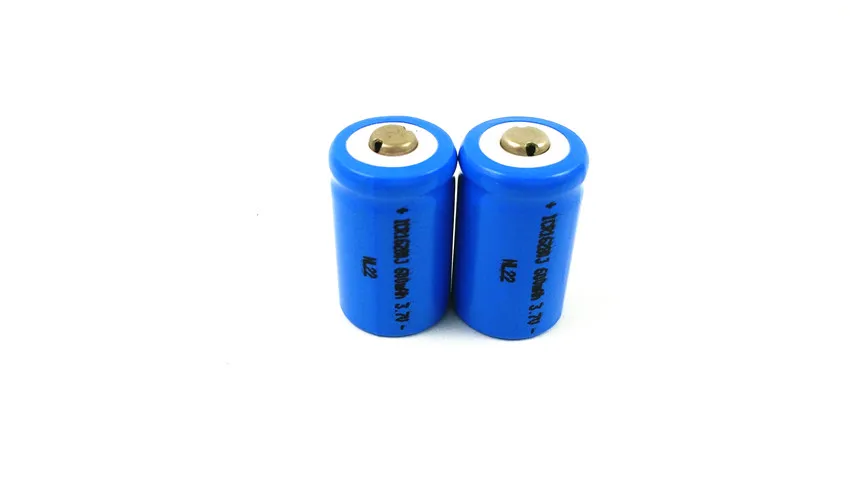 2pcs 3.7v ICR 16280 rechargeable lithium ion battery cell 600MAH for LED flashlight torch and speaker