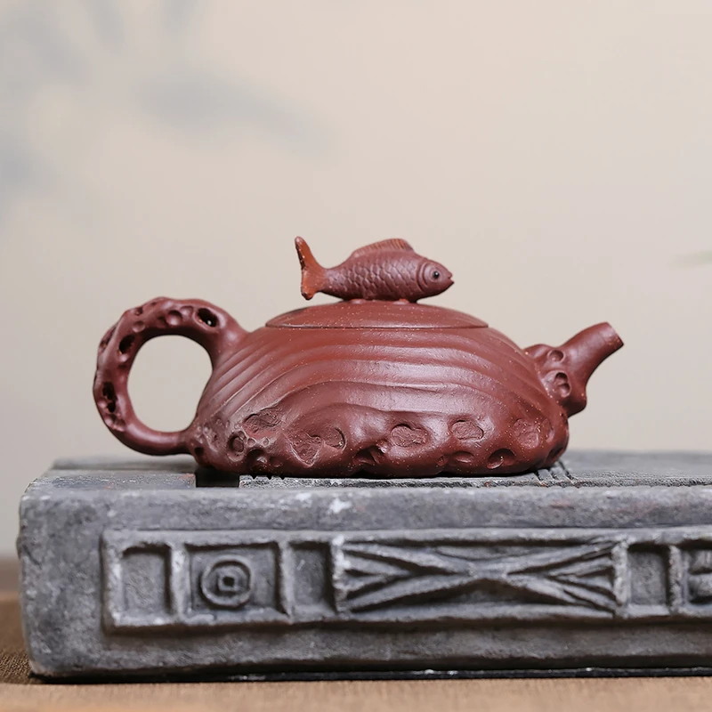 180ml Chinese Yixing Purple Clay Teapots Creative Handmade Fish Shape Zisha Tea Pot Beauty Tea Infuser Kettle Tea Set Teaware