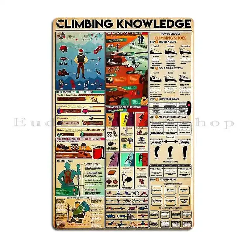 Vintage Climbing Knowledge Metal Plaque Party Customize Cinema Party Create Tin Sign Poster