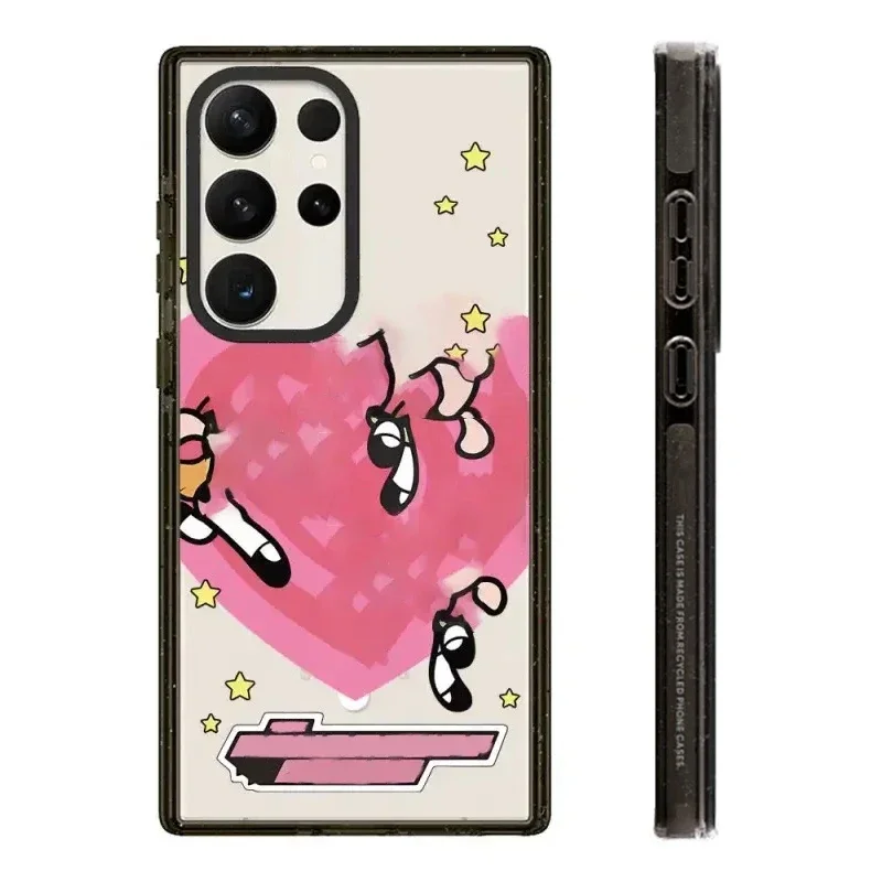 

Cartoon Girl Butterfly MagSafe Acrylic Black Border Protective Case for Samsung Galaxy S24 U S23U S22 Ultra Shell