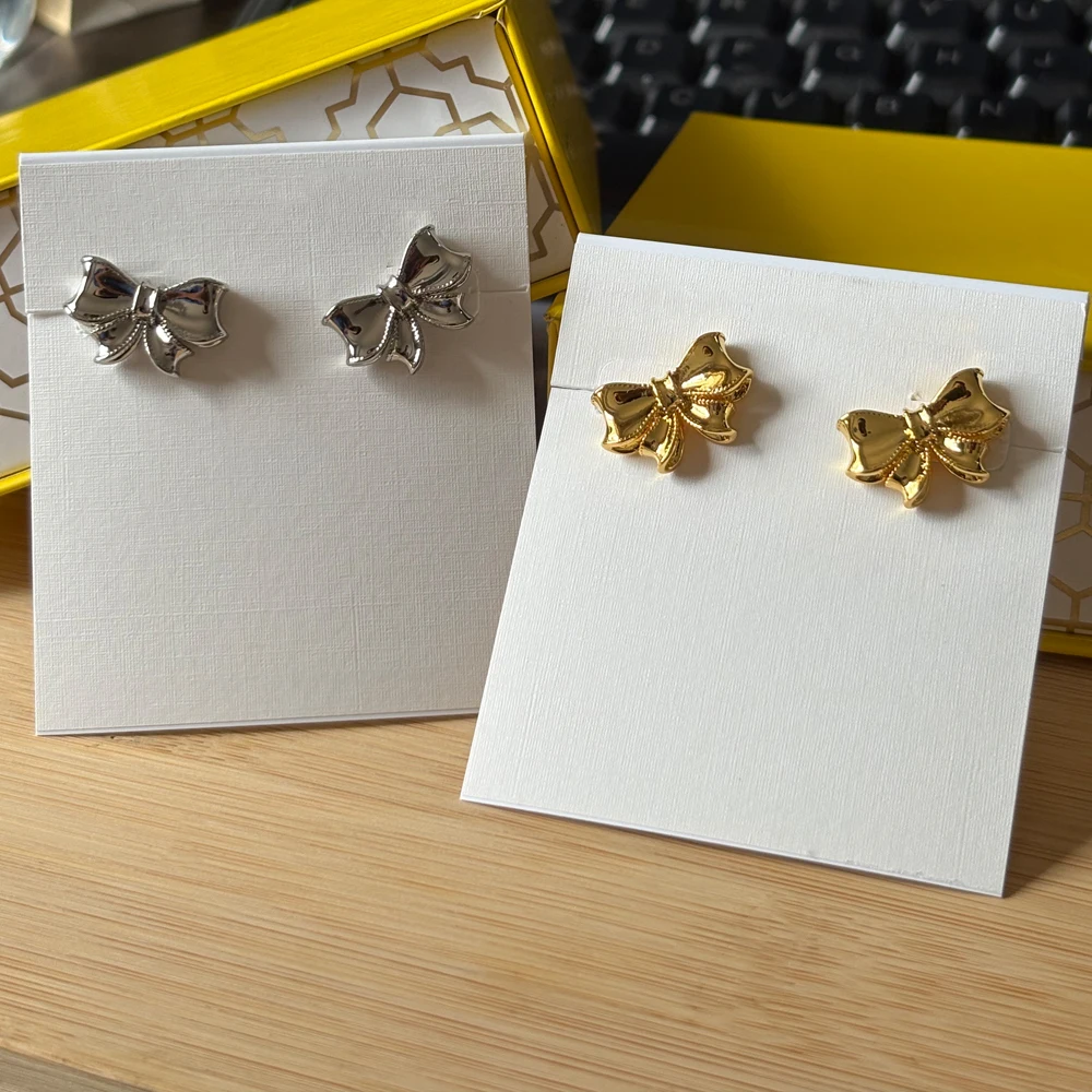 

VKVVA Fashion Jewelry Simple Sweet Bow Stud Earrings 2 Colors Optional for Women Birthday Gift