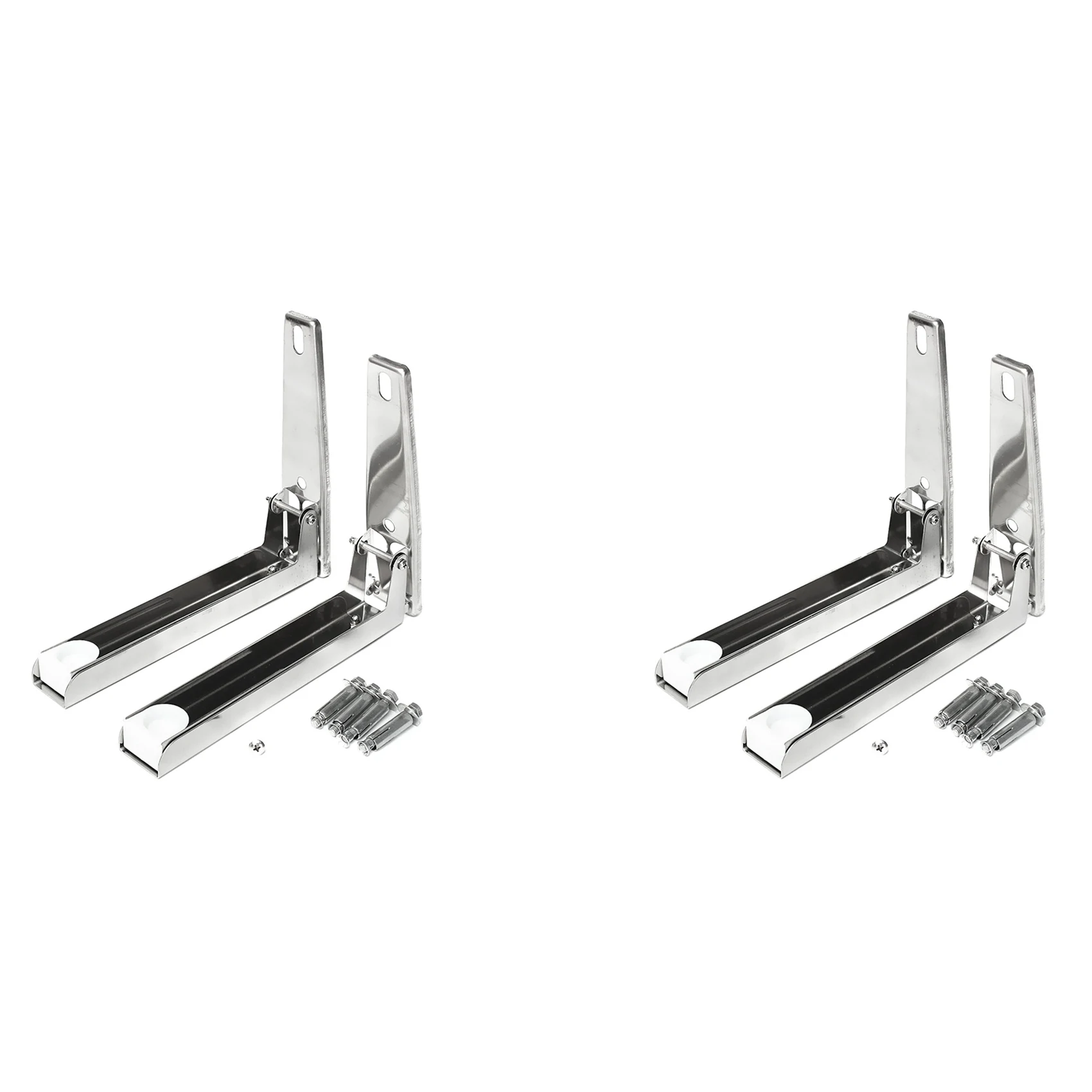 Image 3: 2X cadre de Support en acier pliable extensible étagère Support four à micro-ondes Support de montage mural en acier inoxydable argent-ABQU