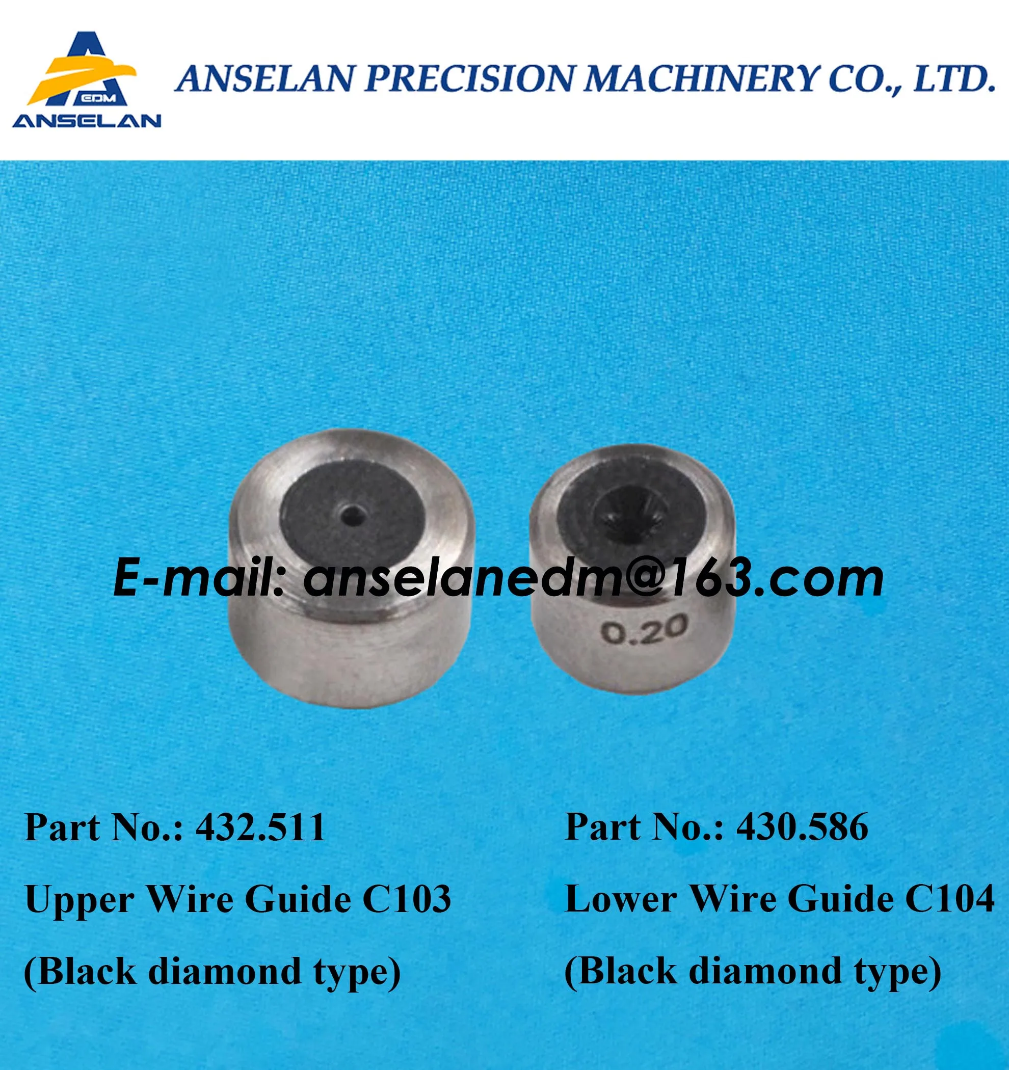 430.586 edm Wire Guide Lower C104 Ø0.25mm Ø5.0x4.0Tmm (Black Diamond type) 100430586, 135011603 for ROBOFIL,CUT20,CUT30