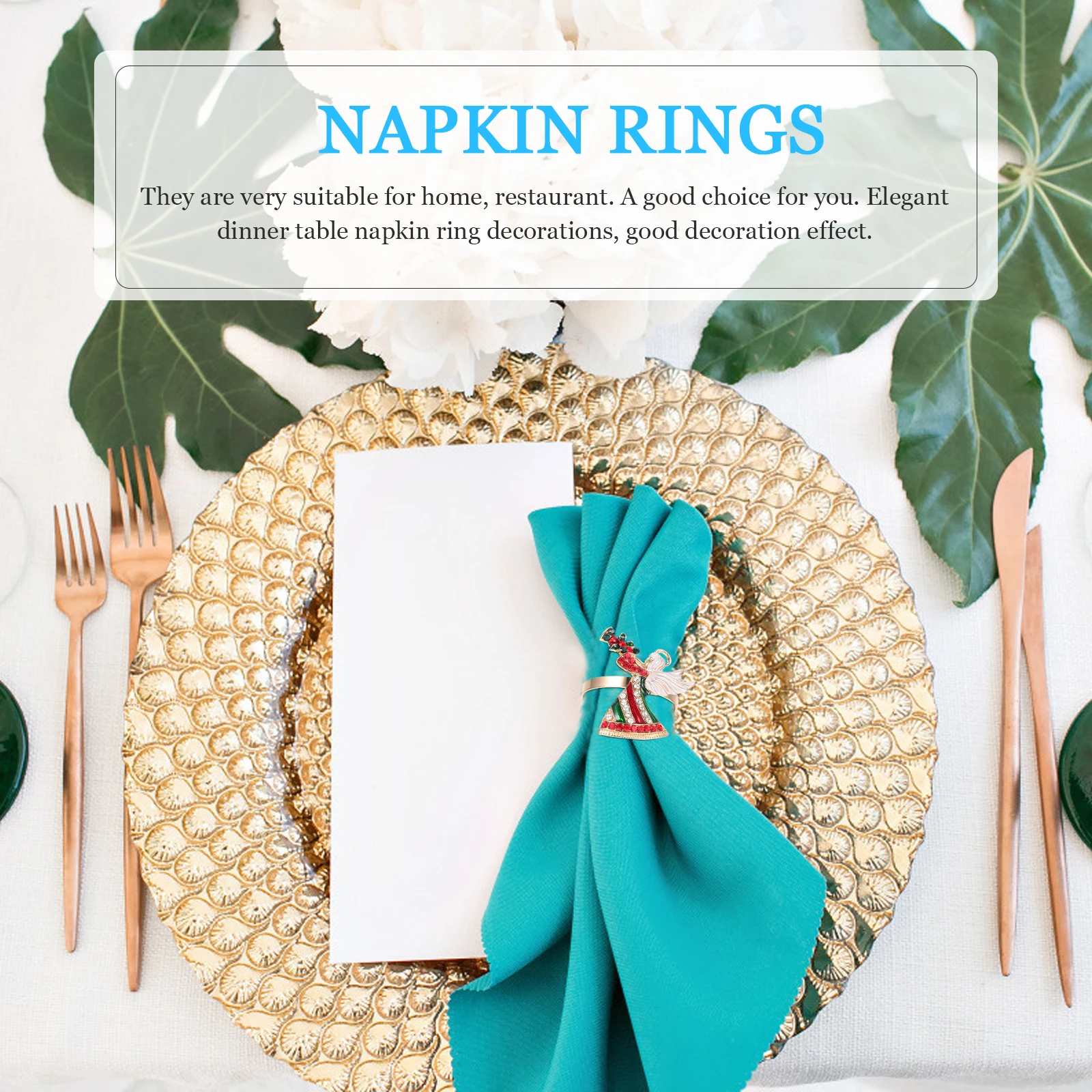 

4 Pcs Dining Table Napkin Ring Christmas Dinner Napkins Gold Decor Stainless Steel Xmas