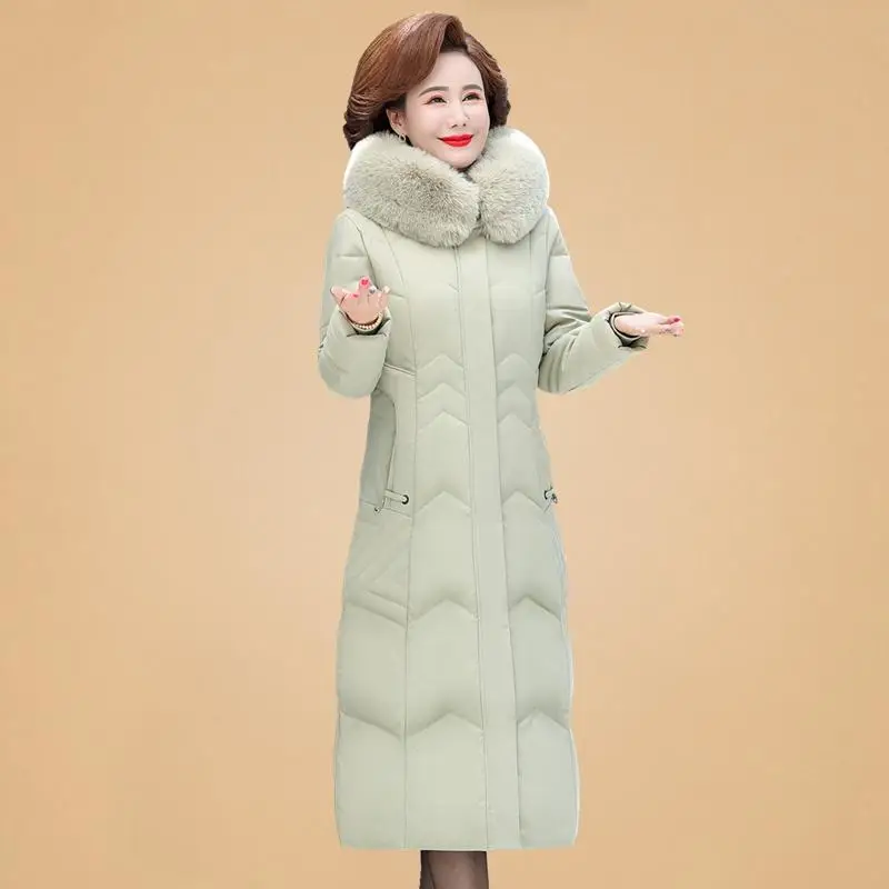 Loose Down Jacket for Women Autumn Winter 2024 New Fashion Thicken Warm Coats Casual Zippers Stand Collar Long Parkas P72