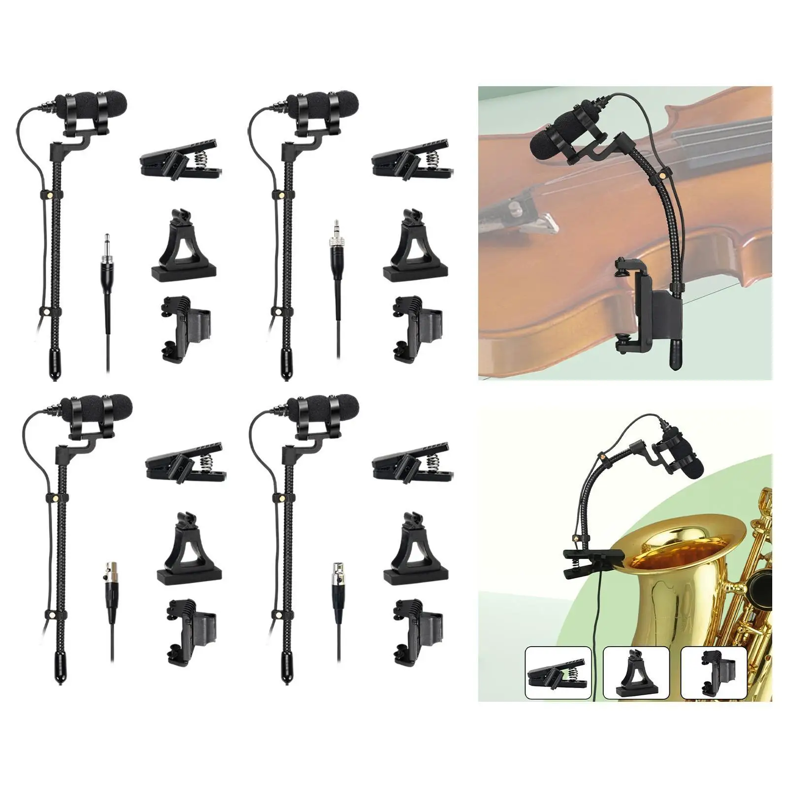 

4 Pin Hypercardioid Instrument Mic Flexible for French Horn Clarinet Trumpet