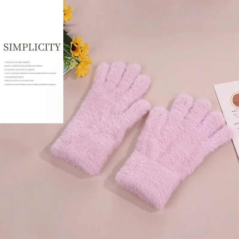 Winter Thermal Gloves Women's Cycling Cold-proof Fashion Long Versatile Knitted Plush Gloves Women Ski Gloves Gloves Cold Winter
