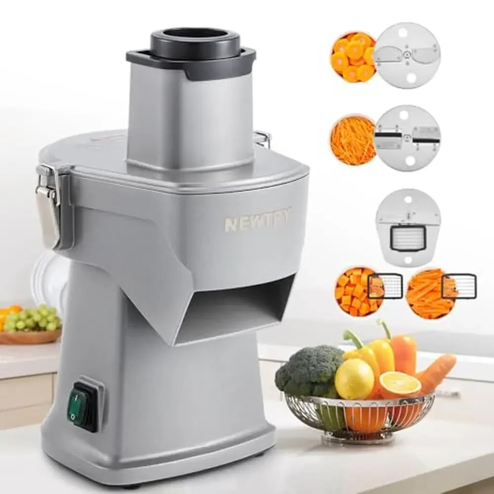 

Commercial Electric Vegetable Slicer Dicer Shredder 4 in 1 Multifunction Cutter Automatic Dicing & Slicing Wide Feeding Chute