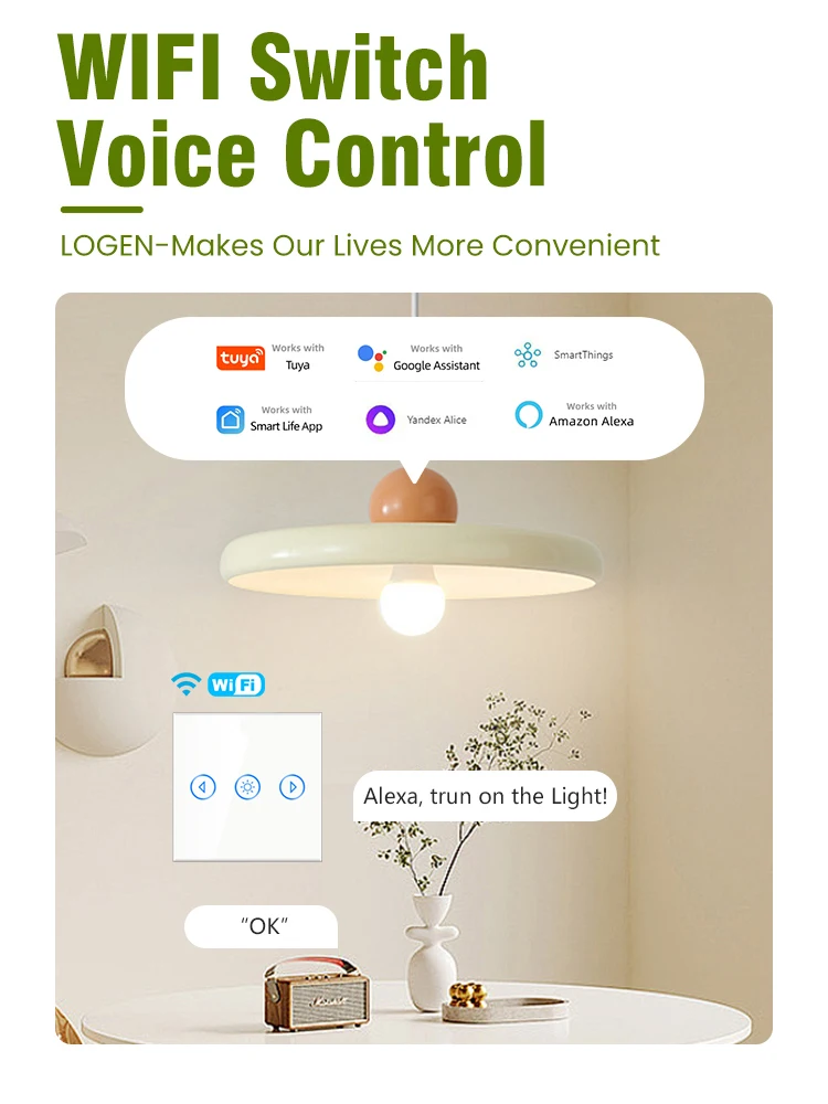 

LOUYSGEN Tuya WIFI Настенный диммер EU Сенсорный диммер Smart Life Голосовое управление Alexa Google Home Нужен нейтральный провод 220 В