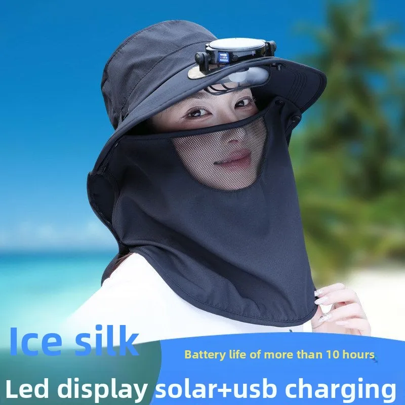 For Solar Fan Hat, Outdoor Fishing Cap with 2 Fans & USB Rechargeable Battery for Men Gardening