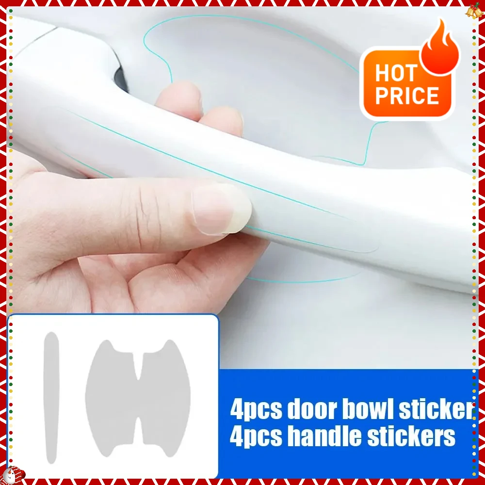 ユニバーサルカードアハンドル傷防止フィルム – 4/8個入りクリアドアボウル保護ステッカー、塗装面保護オートアクセサリー