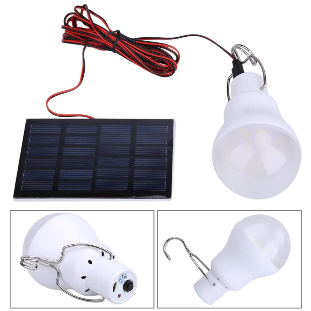 

Solar Powered Light Bulb Solar Lamp Hanging Outdoor Lighting Camp Tent Fishing Panel Lamp Portable Lanterns 0.8W/5V 130 Lumens