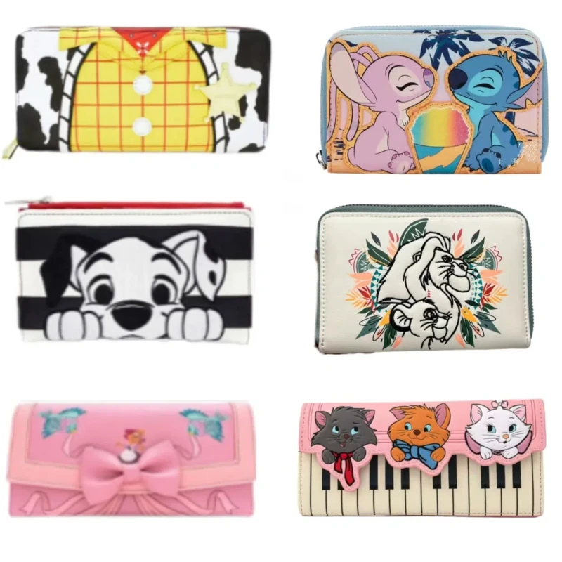 

New 19 Types Wallet Collection Disney Cute Cartoon Stitch Mickey Minnie Disney Princess Printed Women'S Wallet Birthday Gift