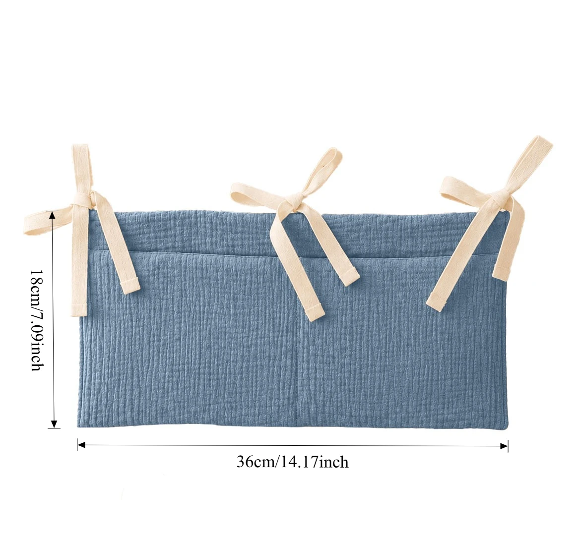 2PCS Adjustable Baby Bed Hanging Storage Bag Double Compartment for Diapers Bottles Teethers Toys Essential Nursery Organizer