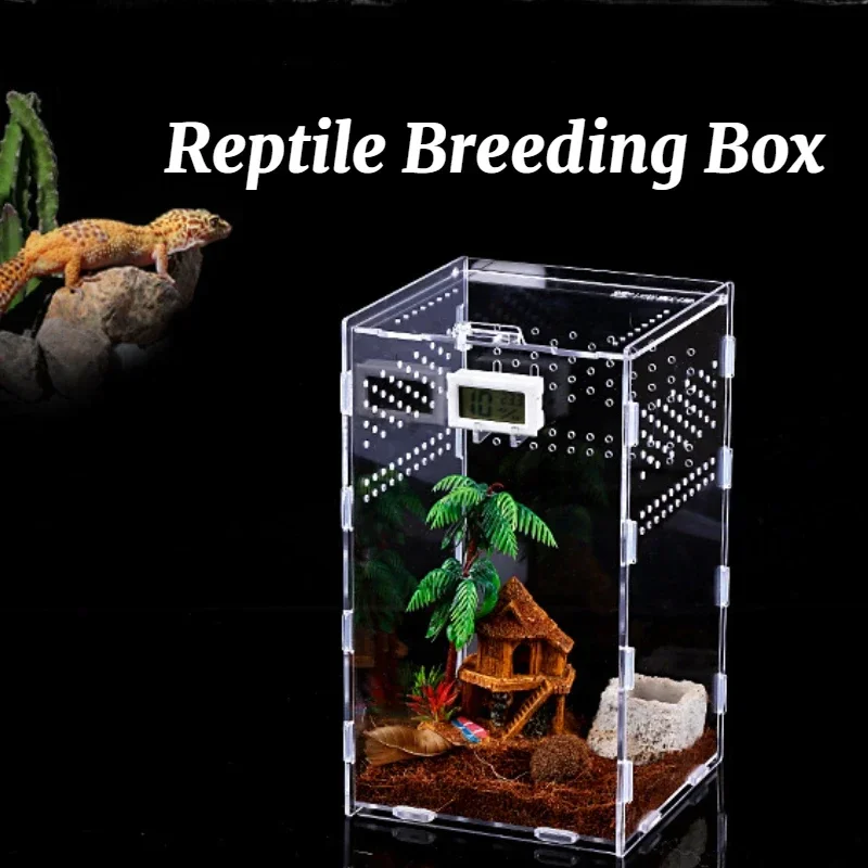 Reptile Acrylic Transparent Terrarium Habitat Breeding Box Reptiles Cage Nano Arboreal Tarantula Enclosure Dearded Dragon