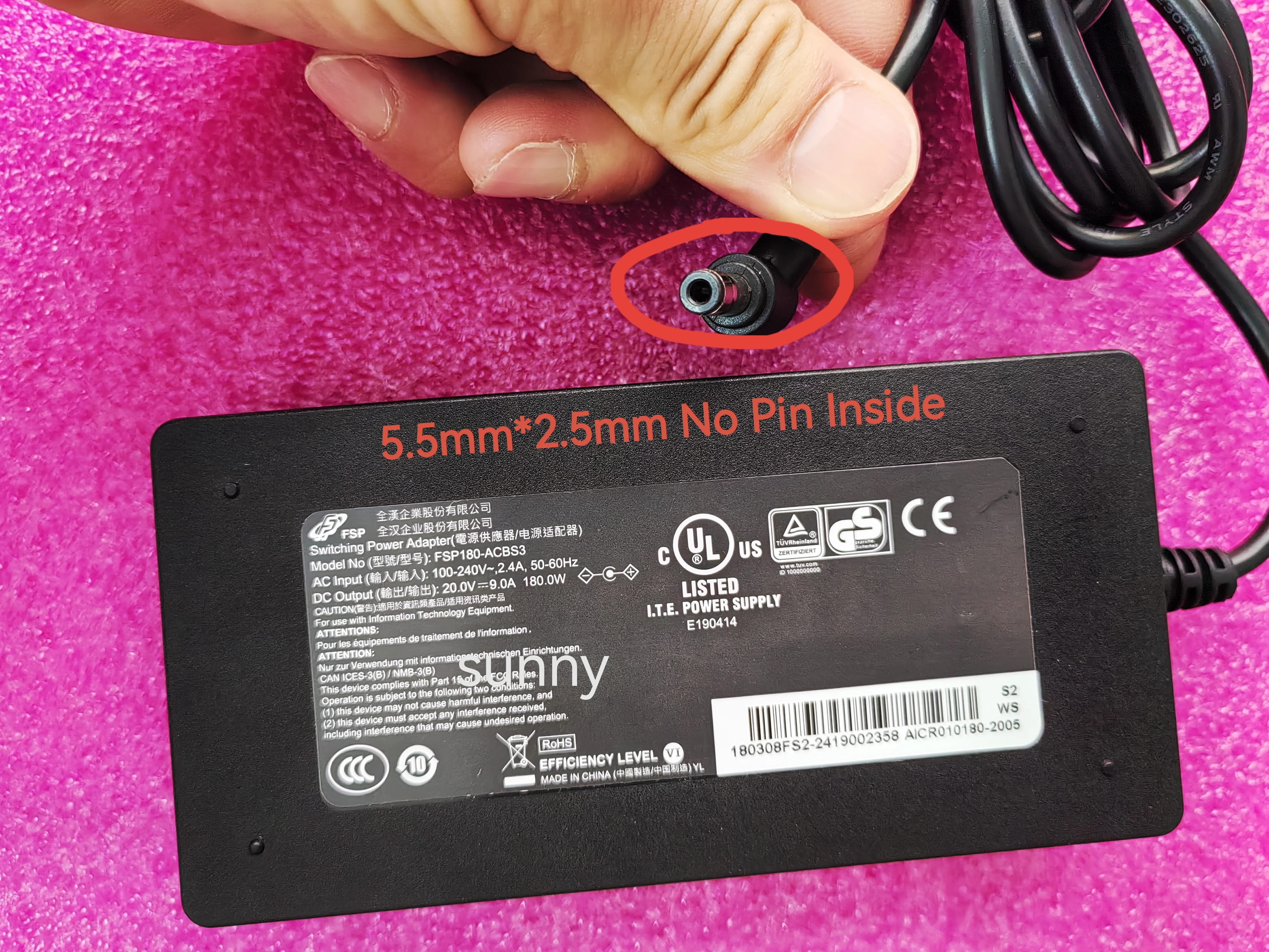 

NEW Slim OEM FSP 20V 9A 5.5mm*2.5mm 180W AC Adapter FSP180-ACBS3 For StarTech.com USB-C/USB-A DK31C3HDPDUE Docking Stations