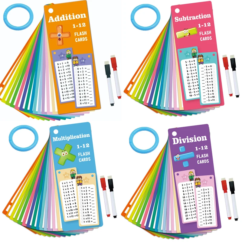 Training Teaching Aids Learning 0-12 Mathematical Cards Multiplication Charts Self Check Math Add Subtract Multiply Divide Tool