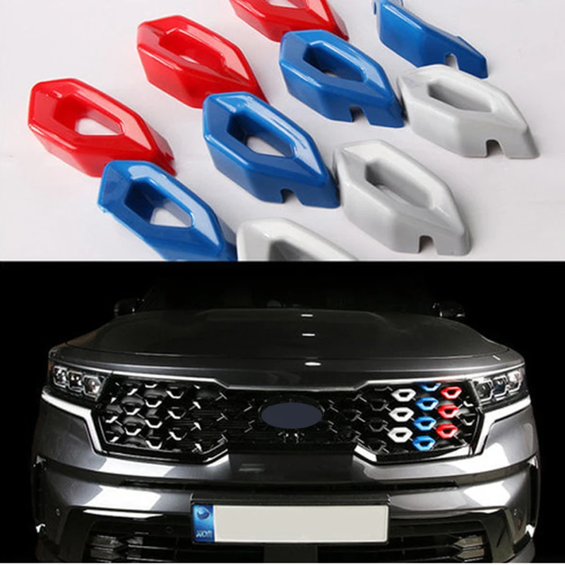 grille three color decorative car stickers covered with decorative three color strips for Kia Sorento MQ4 2021 2023+