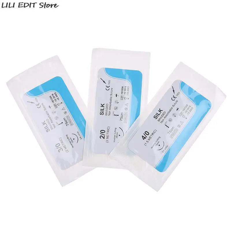 Hot Sale 12PCS 75cm 2/0 3/0 4/0 Dental Surgical Needle Silk Medical Thread  Suture Surgical Practice Kit