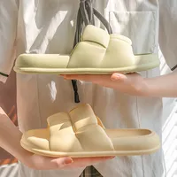 Summer 2025 New Advanced EVA Poop Feeling Slippers for Women's Indoor Home Thick Bottom Anti Slip Outdoor Cool Slippers