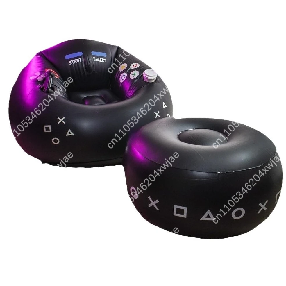 Inflatable Gaming Chair with Cup Holder and Side Pocket Portable Sofa for Gamers Black Home Office Living Room Furniture view 4
