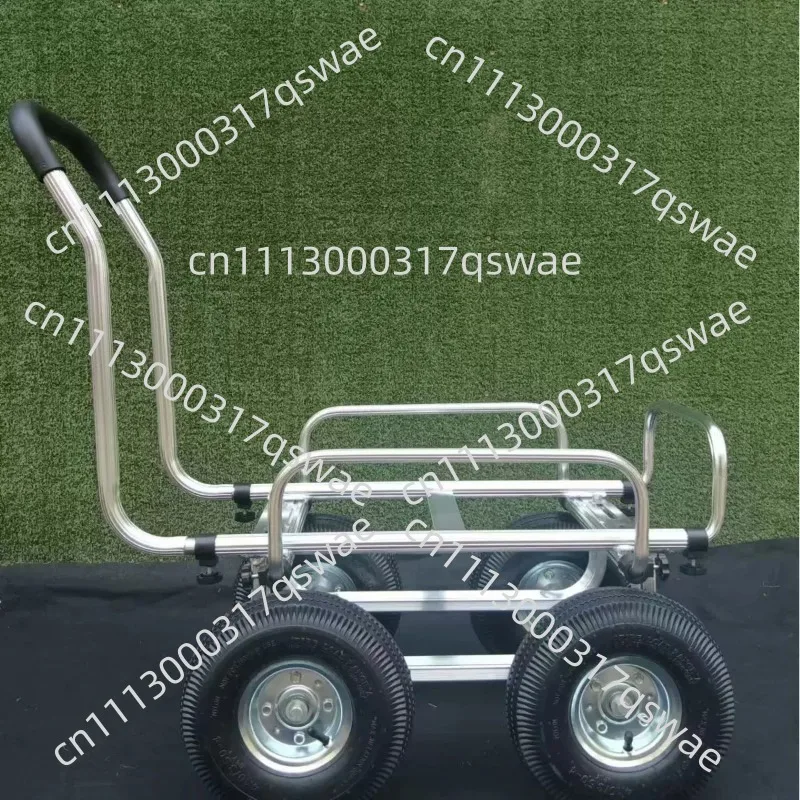 Aluminum four-wheel silent flat trolley with frame four-wheel pulling flat trolley