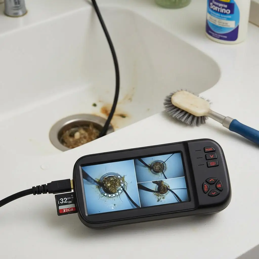 

Трехлинзовый инспекционный прибор с 4,5-дюймовым монитором для осмотра цилиндров двигателя, канализационных труб, обслуживания дома, разрешение 1080P, 10 светодиодов