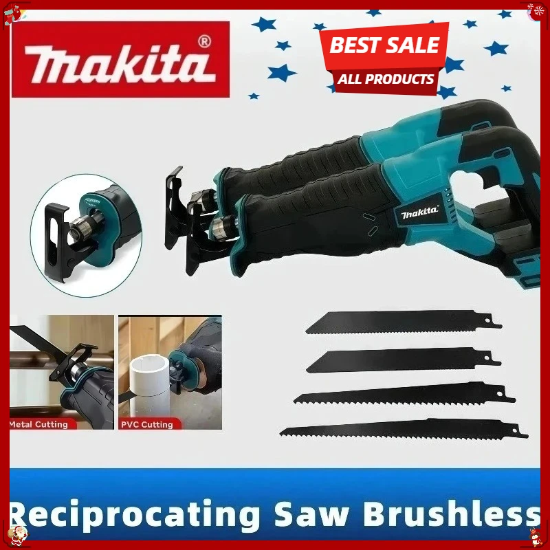 

Makita Brushless Reciprocating Saw Reciprocating Saw Portable Cordless Power Tools With 4pcs Saw Blades For Makita Battery