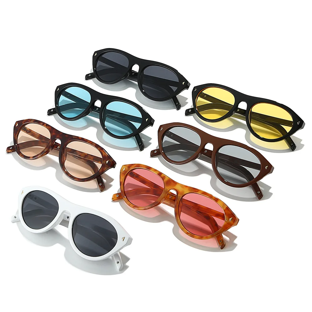 New Arrival Designer Sunglasses Women Cat Eye Fashion Ins Blogger Oval Sun Glasses Rivets Young Line Y2K Shades Gafas image 2