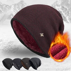 New Men's Winter Thicken Warm Plush Hat Unisex Windproof Hats Men Women Warm Outdoor Hats Bonnets Bucket Fashion Knitted Hats