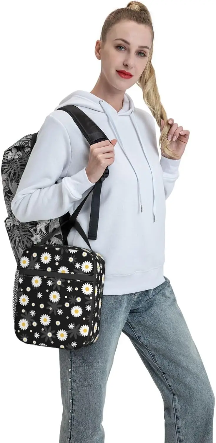 Destroy AndrFlower-Boîte à lunch portable réutilisable pour hommes et femmes adultes, sac à lunch pour bureau, travail, pique-nique