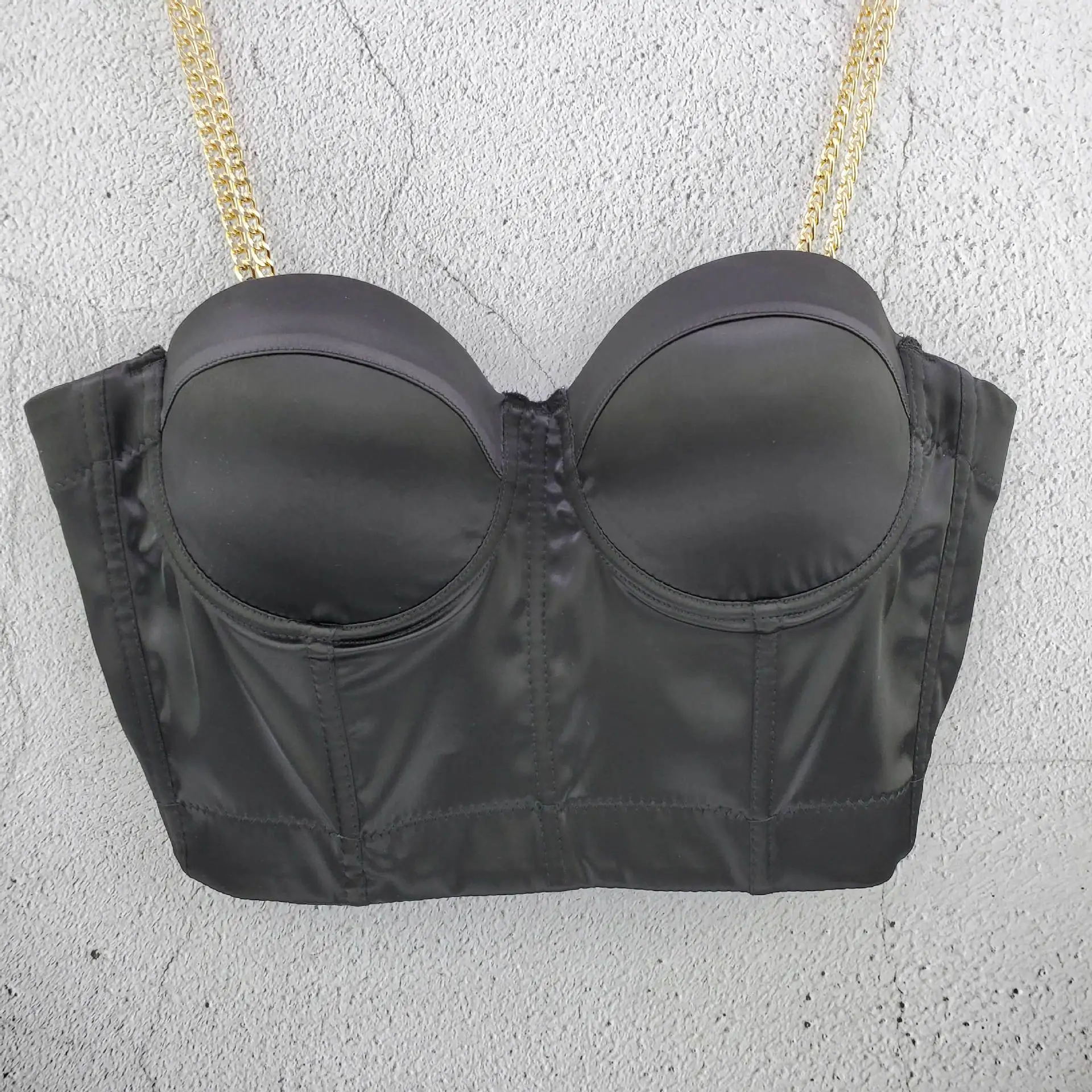 New Short Solid Color Chain Shoulder Strap Sling Vest Women's Silk Summer Fresh And Sexy Outerwear Top