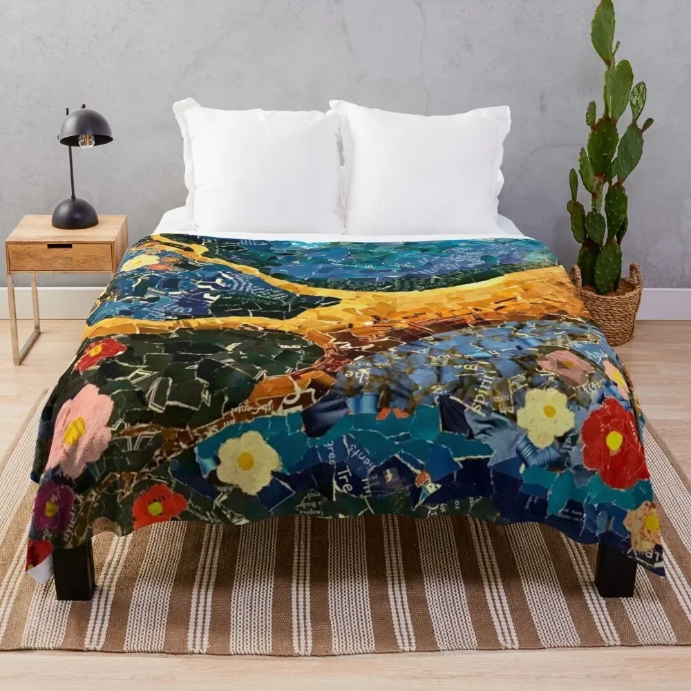 

Japanese Cherry Blossom Collage Throw Blanket Cozy Napping Blanket Gift for Mom Dad