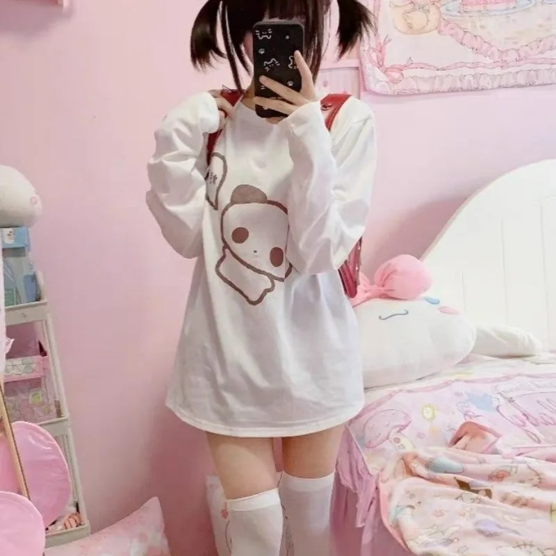 kawaii sweet harajuku lolita t shirts women japanese preppy style cute cartoon bear print loose tees Shirts Y2k Long sleeves top