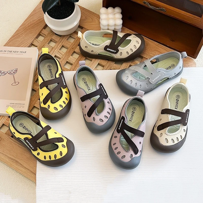 

Kids Toes Capped Sport Sandals Breathable Non-slip Soft Sole Children Summer Casual Shoes Kids Running Shoes Hook Loop